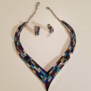 "V" choker and earring set